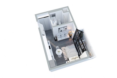 Floor plan for studio, 1 bath, 410 sqft
